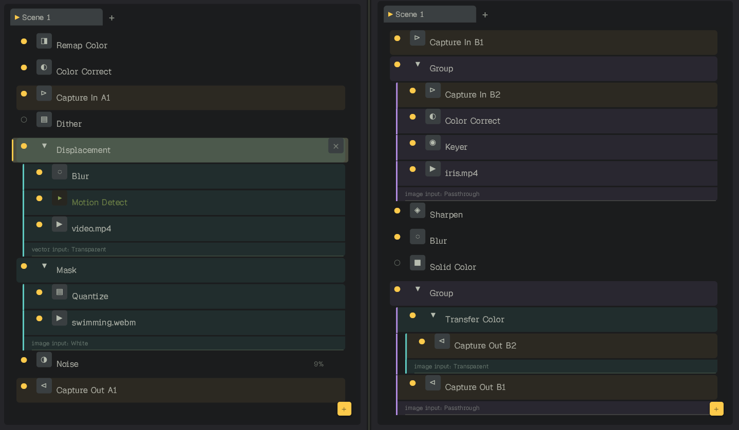 The layer stack and effects chain